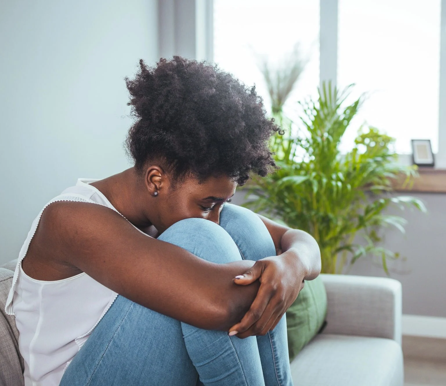 Young black woman feeling negative emotions-min Young black woman feeling negative emotions